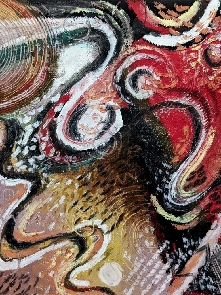 Dad, acrylic and oil pastel on canvas